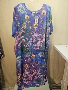 Vintage La Cera Maxi Dress Floral Short Sleeve Easter Summer Cottagecore 3X NWT - Picture 1 of 4