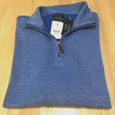 J.CREW Azul Hombre Performance Auténtico Vellón Talla M Media Cremallera Nuevo Con Etiqueta Foto 1 de 4