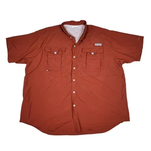 Columbia PFG Shirt Mens 2XL Omni Shade UPF Vented Red Short Sleeve Lightweight - Picture 1 of 12