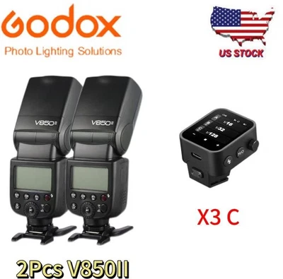 US 2Pcs Godox V850II 2.4G 1/8000s HSS Camera Flash+ X3-C Trigger For Canon - Image 1 of 4