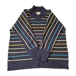 Talbots Navy Blue Autumn Striped Wrap Collar Pullover Top Women's XL - Picture 1 of 10