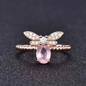 14K Rose Gold Plated 2.0Ct Oval Cut Simulated Sapphire Women's Engagement Ring - Picture 1 of 5