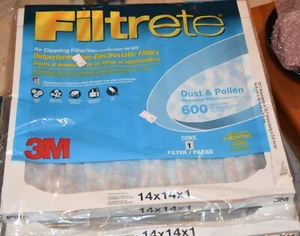 2 Filtrete 14x14x1 AC Furnace Air Filter, MPR 600, Electrostatic - Picture 1 of 1