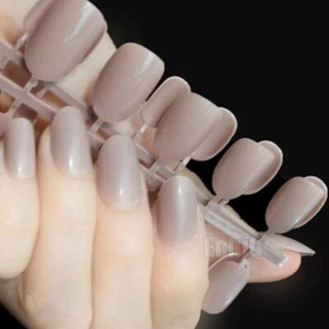 24 Squoval Short acrylic French Manicure Fake Tips Press On Full Cover Nails - Picture 1 of 3