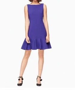Gorgeous Kate Spade Crepe Flounce Dress Purple (Night Blue) Size 4 - Picture 1 of 8