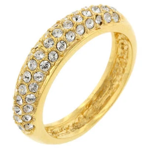 Pave Crystal Goldtone Band - Picture 1 of 4