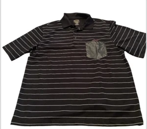 Greg Norman For Jesse Ella Size Large Striped Golf Tshirt Play Dry Top Black Men - Picture 1 of 5