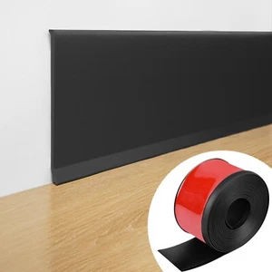 Art3d PVC Flexible Peel&Stick Skirting,Basebord,4inch x 20ft Black - Picture 1 of 11