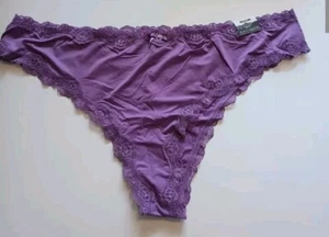 Neu mit Etikett Cacique Lane Bryant lila Nylon-Tanga Spitze Träger hinten 26/28 - Bild 1 von 3
