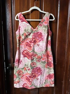 Talbots Floral Sheath Sleveless Lined Dress Pockets Size 8 Petite 100% Cotton - Picture 1 of 10