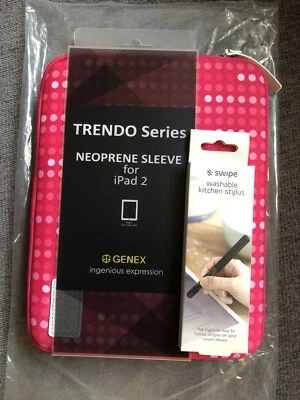 Trendo Pink Neoprene Sleeve For iPad 2. Fits Tablets 9” X 7”.Padded. Free Stylus - Image 1 of 4
