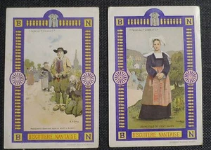 BISCUITERIE NANTAISE PELLETRAU COSSE et Cie 2 chromos Pont Aven Mendiants Auray - Bild 1 von 2
