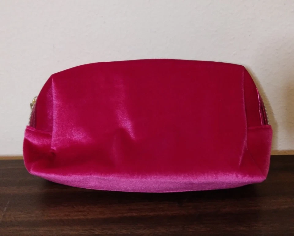 LANCOME Cosmetic Make-up Bag Hot Pink Velvet - Image 1 of 4