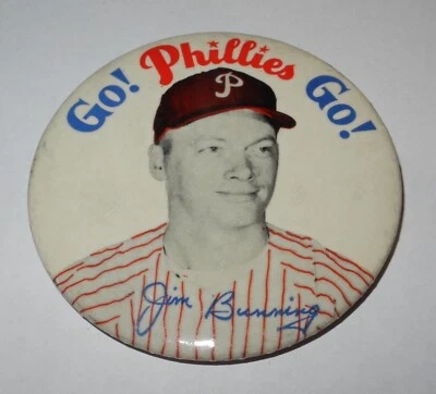 1960's Baseball Jim Bunning Philadelphia GO Phillies Souvernir Pin Coin Button - Image 1 of 2