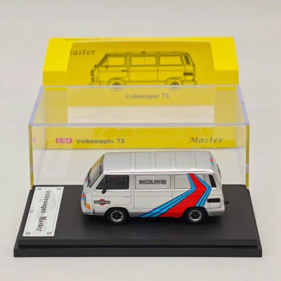 Presentes em miniatura para hobby modelos brinquedos de metal fundido Volkswagen T3 Martini Van Master 1:64 - Imagem 1 de 4