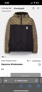 Coach Signature Monogram Logo Windbreaker Jacket Hoodie Sweater Puffer Medium - Picture 1 of 6