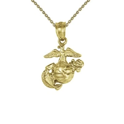 Berloque âncora globo águia fuzileiros navais folheado a ouro amarelo prata esterlina, corrente de cabo - Imagem 1 de 4