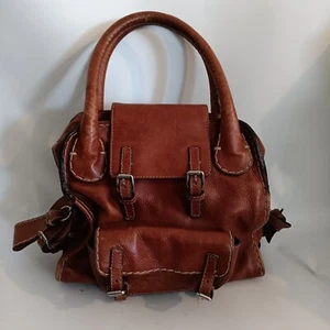 CHLOE Brown Leather Tote Bag Purse Satchel Travel Bag 13-BM-0306 - Picture 1 of 20