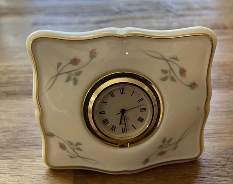 LENOX ROSE MANOR IVORY AND GOLD TRIM PORCELAIN QUARTZ DESK Clock Cover