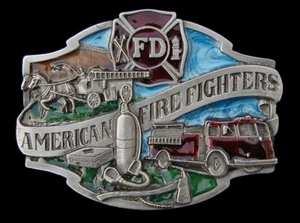 FIREFIGHTER BELT BUCKLE SISKIYOU PEWTER NICE COLORS NEW! - Picture 1 of 2