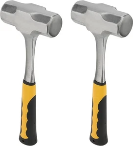 2 Pack 4lb Small Sledge Hammer, Club Hammer Medium, Silver, Black, Yellow - Foto 1 di 7