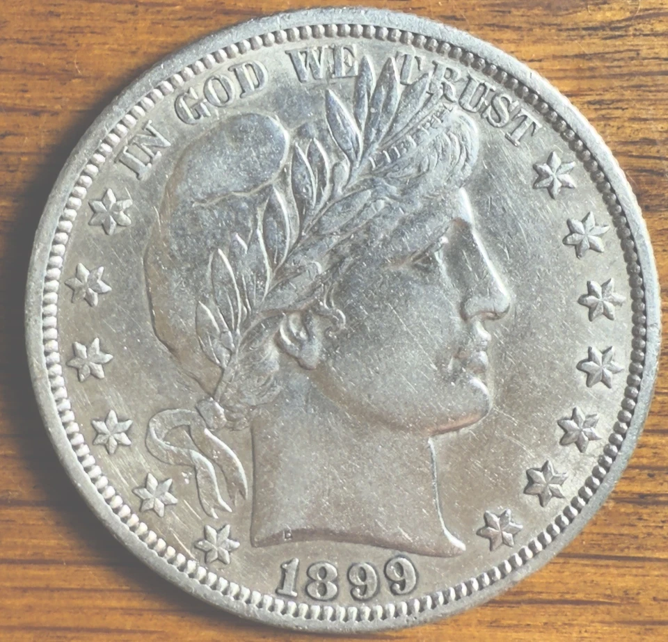 Medio dólar de plata barbero 1899 BU sin circular RARO Absolute Stunner Foto 1 de 2
