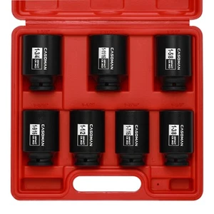 1/2-Inch Drive Deep Spindle Axle Nut Impact Socket Set, Inch, Cr-Mo, 6-Point,... - Picture 1 of 8