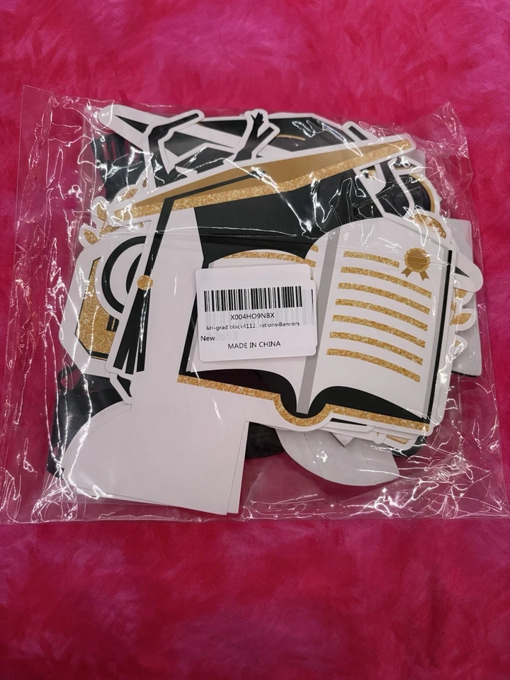 Banner/decoración de graduación negro y dorado Foto 1 de 1