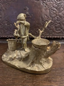 Rare Antique French Mid 19thC gilt ormolu bronze Figural inkwell / match holder - Picture 1 of 13