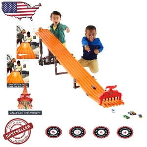 Amazon exklusives 6-spuriges Rennbahn Spielzeugauto Set - 8 Fuß Rennbahn, Lichter, Sounds, 6 Autos - Bild 1 von 9