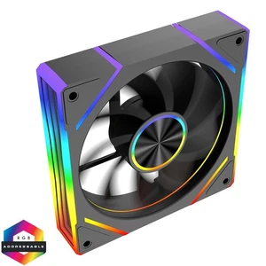 PowerCool Aura 120mm ARGB Black 4-Pin PWM Infinity Edge PC Cooling Reverse Fan - Picture 1 of 15