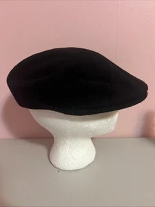 Herren Kangol Cap schwarz 100% Schurwolle klassisch flach Cabbie Newboy Mütze Größe L - Bild 1 von 5