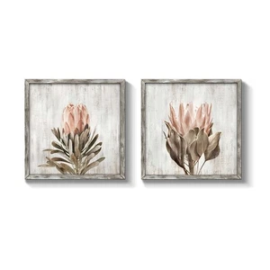 Blumen Leinwand Bild Wandbild: Protea Blume Kunstwerk Gemälde auf Leinwand für ... - Bild 1 von 6