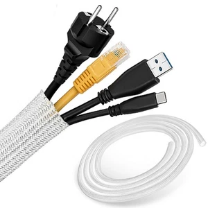 Manguera de cable 3m 13-20mm blanca tela malla manguera recortable - Imagen 1 de 8