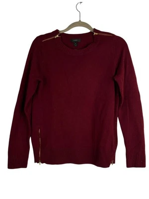 Suéter para mujer J.Crew pequeño de cachemir cuello redondo borgoña 100 % lana Foto 1 de 4
