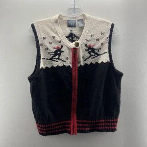 Vintage IVY Pullover Weste Cardigan Damen großer Skifahrer Knopfkragen ärmellos - Bild 1 von 5