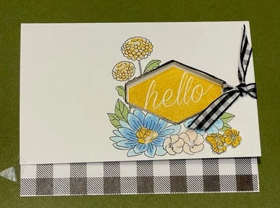 4 Stampin UP!  2 Thank You 2 Hello Accent Blooms Window Gingham Ck DIY Card Kit - Image 1 of 4