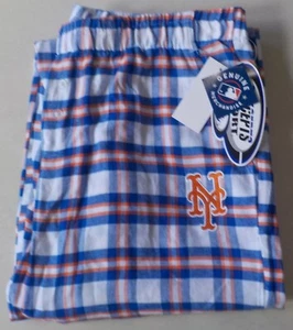 NEW YORK METS  WOMEN'S SLEEP LOUNGE PANTS PAJAMAS L XL NWT FLANNEL PLAID - Picture 1 of 3