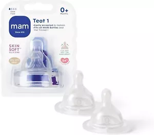 MAM Teats Size 1, Suitable for Newborns, Slow Flow SkinSoft Silicone Teats for - Picture 1 of 1