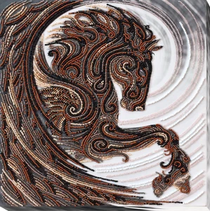 DIY Bead Embroidery Kit Black Pegasus Beaded stitching needlepoint beadwork - Picture 1 of 16