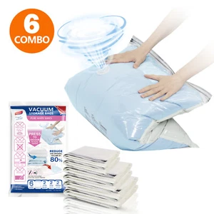TAILI 6 PACK Jumbo&Large&Small Vacuum Storage Bags for clothes bedding blankets - Picture 1 of 8