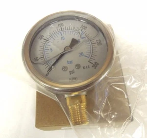 Gauge 2-1/2" Face S/S Case 0-300 PSI/BAR 1/4" NPT Brass Lower Filled <025ER22 - Picture 1 of 3