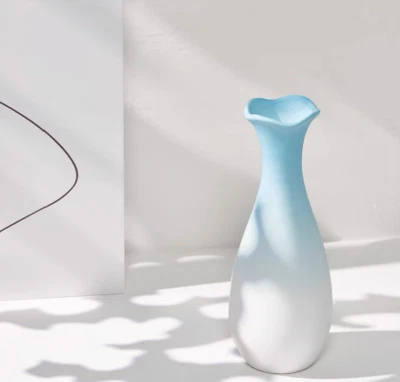 Ceramic Simplicity Flower Arrangement Blue Vase - Image 1 of 3