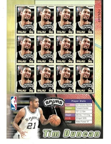 Palau - 2004 - NBA - Tim Duncan - San Antonio Spurs - Sheet of Twelve - MNH Cover