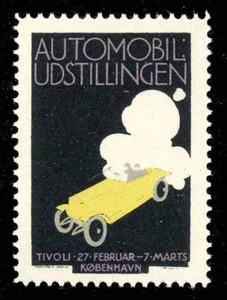 Denmark Poster Stamp - Automobile Exhibition - 1920 - Artist Bøgelund - Picture 1 of 1