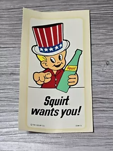 1960s Americana Decal Squirt Boy Soda Pop Advertising USA Sticker Uncle Sam Hat - Picture 1 of 6