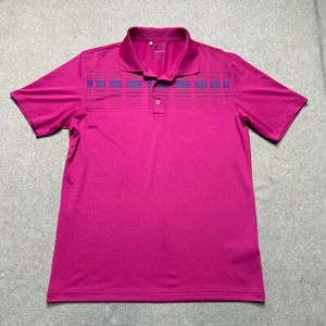 Adidas Pure Motion Polo Shirt Mens Medium Pink Geometric Performance Golf - Picture 1 of 8