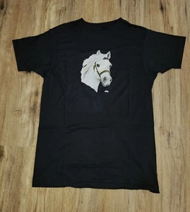 Rare Vintage 1981 Single Stitch Shirt White Horse '81 VTG L Black T Unisex 80's - Picture 1 of 5