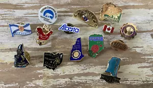 Alfileres de solapa de recuerdo vintage de varios estados de EE. UU. + provincias canadienses - Imagen 1 de 11
