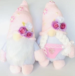 2 Pcs Spring Pink Plush Gnomes Dolls Flowers Spring Decors Home Décor - Picture 1 of 3